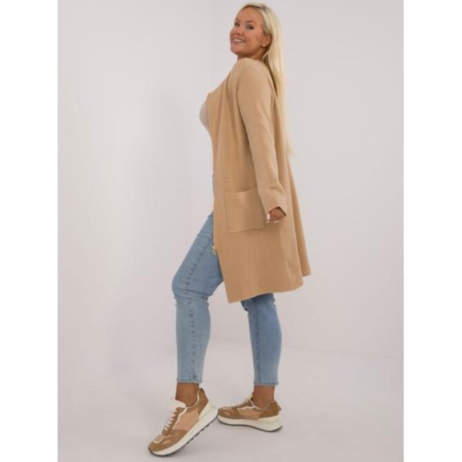 Dámský svetr s kulatým výstřihem plus size hnědý Karamelová, XL/XXL