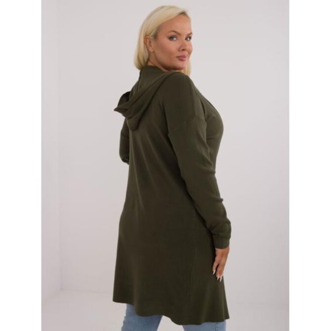 Dámský kardigan s kapucí plus size khaki Khaki, XL/XXL