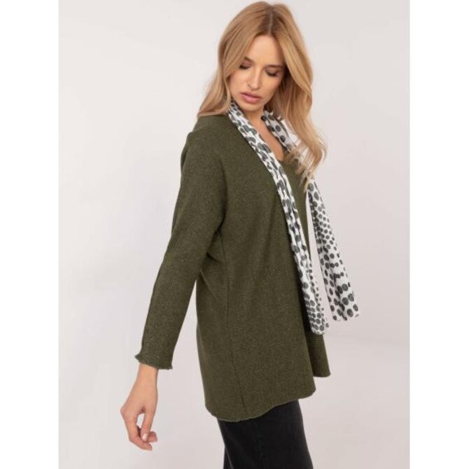 Khaki dámský oversize svetr s třpytivými nitkami Khaki, Univerzální