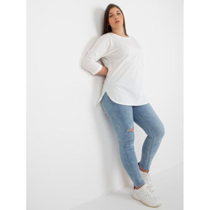 Dámská halenka plus size basic ADELA ecru Ecru, Univerzální