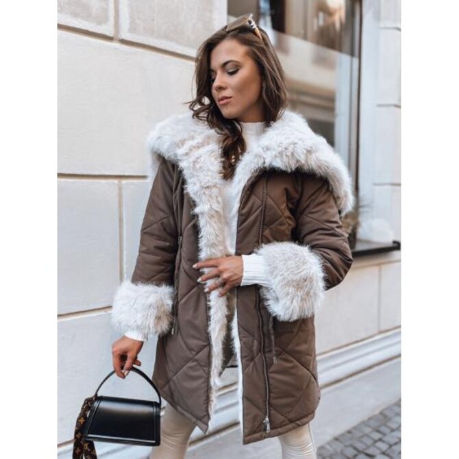 Dámská zimní bunda LUXURY kávová Karamelová, L