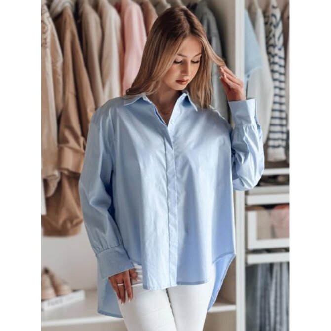 Dámské tričko oversize s prodlouženým zadním dílem BLUOSIZE modré Světle modrá, M