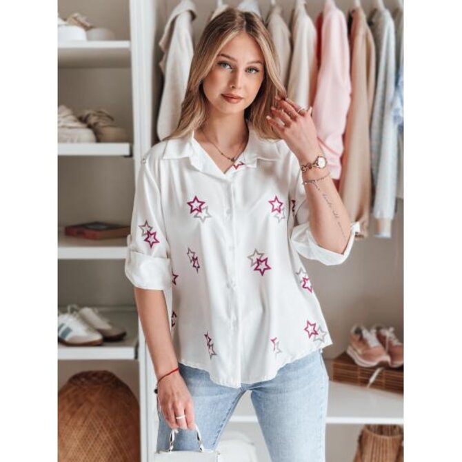 Dámská košile oversize s hvězdami ASTROWIA bílá Bílá, Univerzální