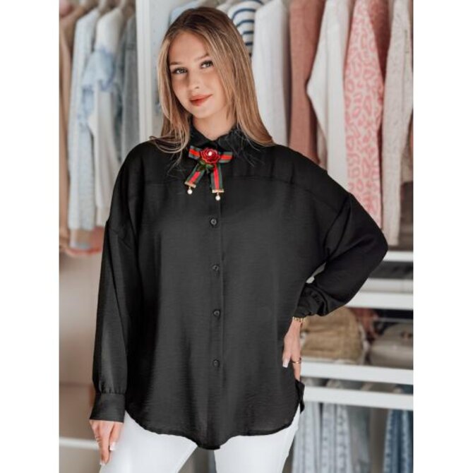 Dámská košile oversize s motýlkem LOSANDO černá Bílá, Univerzální