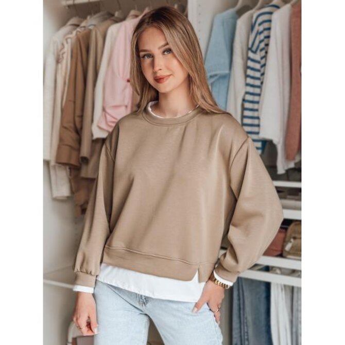 LUZZIO moka dámská blůza oversize Béžová, Univerzální