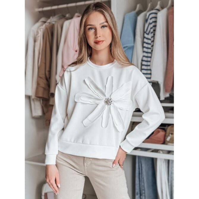 Dámská halenka oversize s květinou PETITKA ecru Bílá, Univerzální