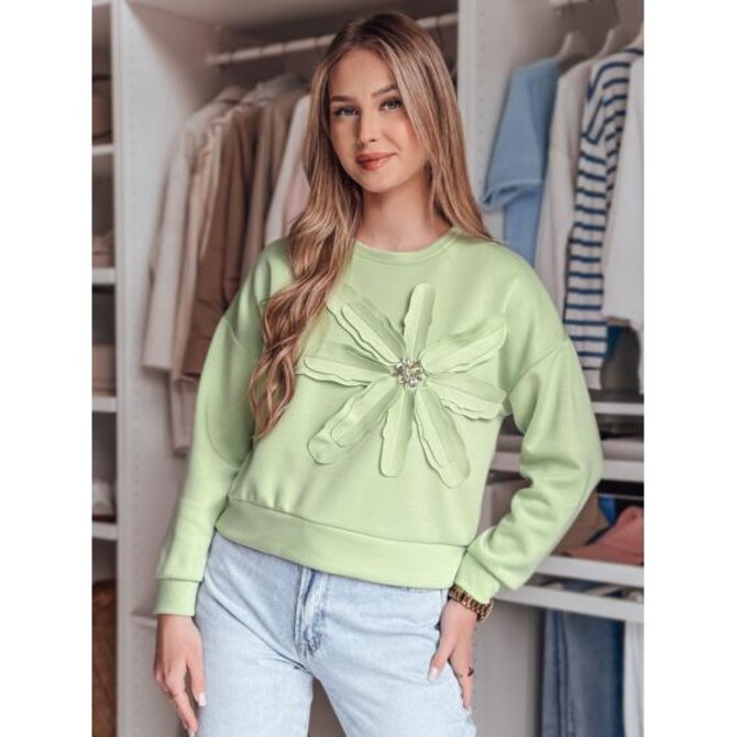 Oversize halenka s květinou PETITKA, mátová barva Světle zelená, Univerzální