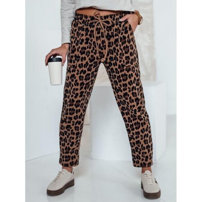 Dámské kalhoty oversize PANTHERIN chinos se zavazováním v leopardím vzoru Vícebarevný, Univerzální