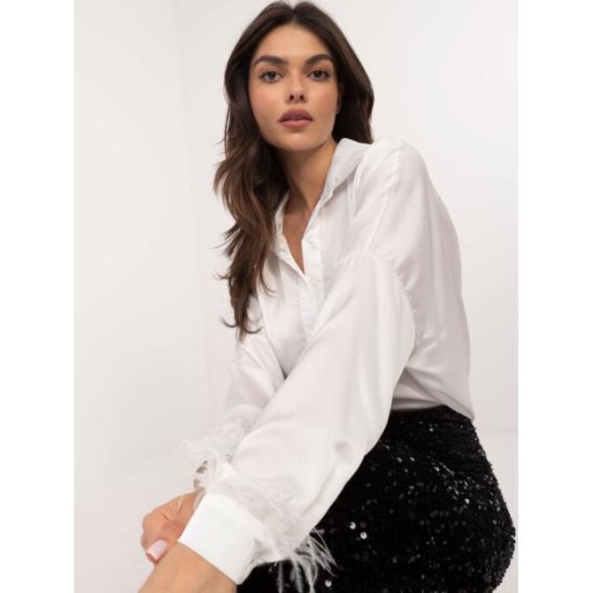 Bílá elegantní oversize košile s límečkem Bílá, Univerzální