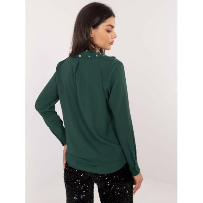 Tmavě zelená elegantní košile s gumou ve spodní části Tmavě zelená, Univerzální