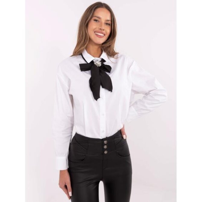 Bílá elegantní košile s ozdobným šátkem Bílá, Univerzální