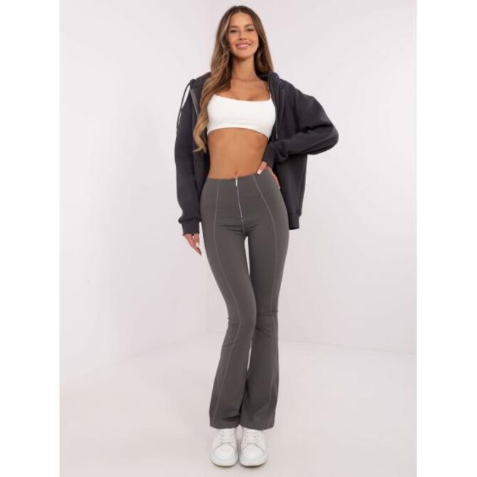 Tmavě šedé modelované legíny do zvonu se zipy Tmavě šedá, L/XL