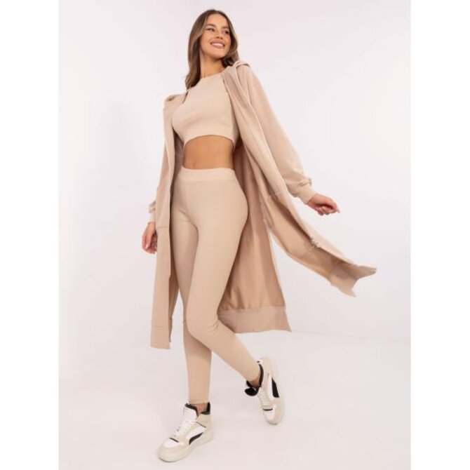 Béžová souprava s legínami a pruhovaným topem Béžová, Univerzální