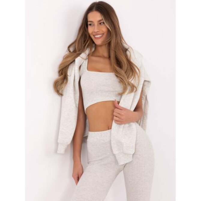 Světle šedá melanžová tepláková souprava s klokaní bundou Světle šedá, Univerzální