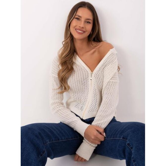 Světle béžový projmutý svetr na zip BASIC FEEL GOOD Béžová, Univerzální