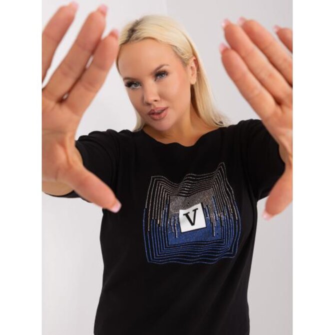 Dámská halenka plus size s lemem OVVA černá Černá, Univerzální
