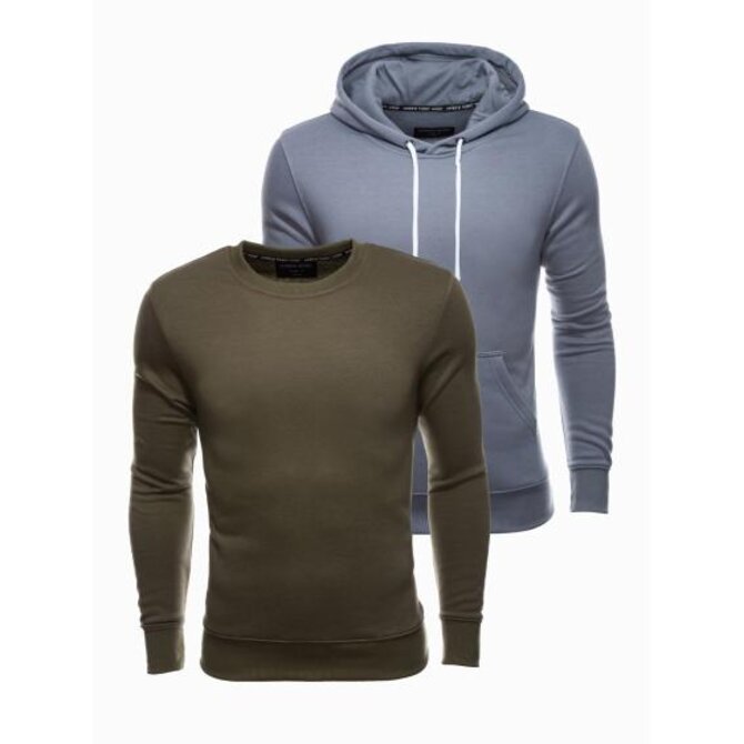 Pánská mikina BASIC šedo hnědá 2-pack Modrá, XXL