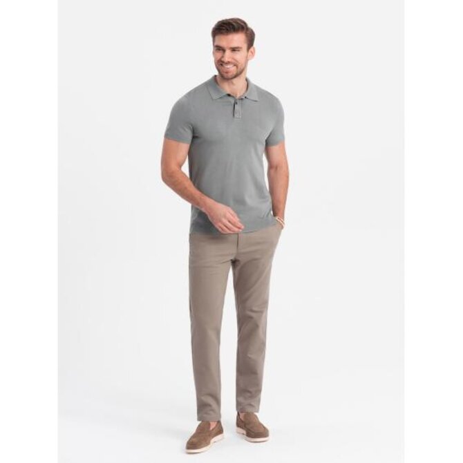 Pánské chino kalhoty klasického střihu V1 OM-PACP-0190 popelavé Šedá, S