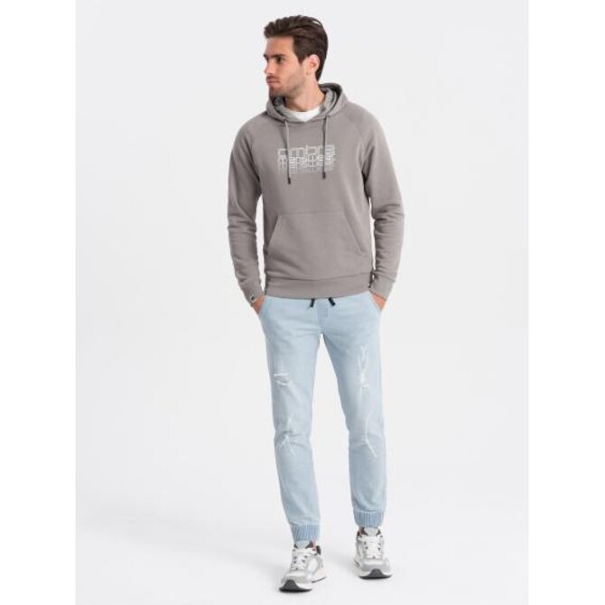 Pánské džínové kalhoty JOGGER s otěrem V1 OM-PADJ-0150 světle modré