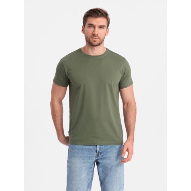 Pánské klasické bavlněné tričko BASIC khaki