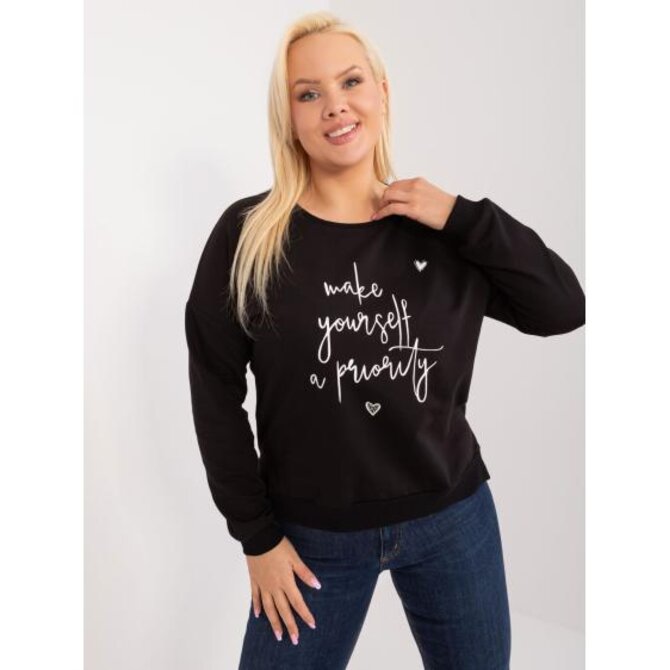 Dámská halenka plus size s kamínky černá Černá, Univerzální