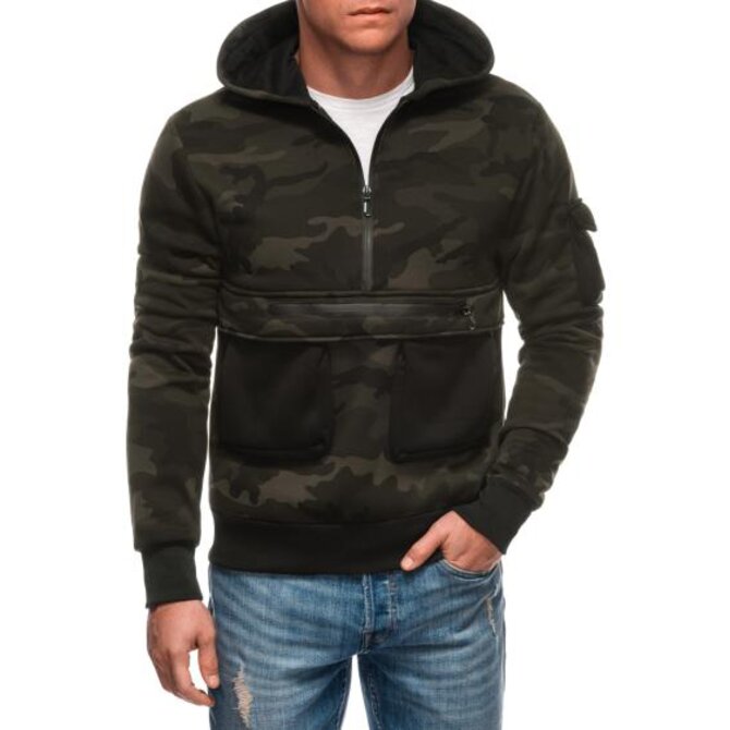 Pánská mikina na zip B1694 - khaki barva
