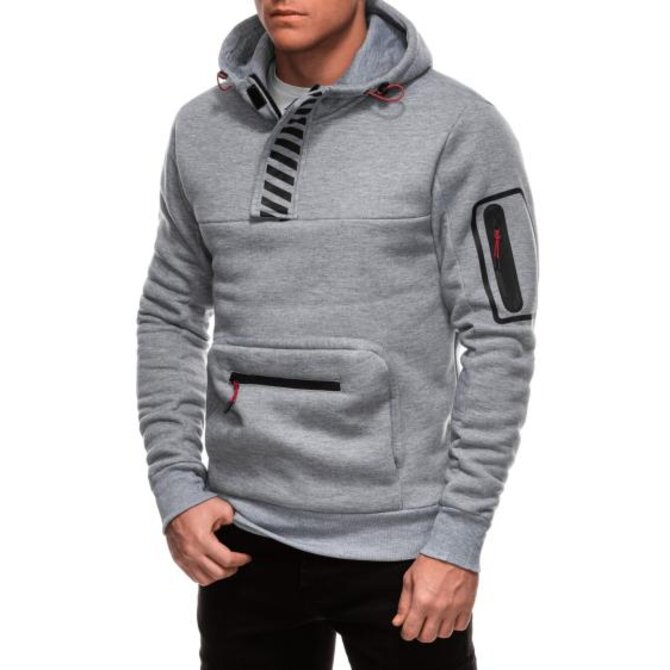 Pánská mikina na zip B1693 - šedá Šedá, M