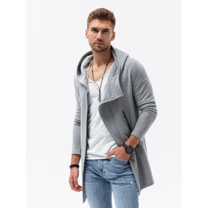 Pánská mikina s kapucí na zip HAGA šedá Šedá, XL