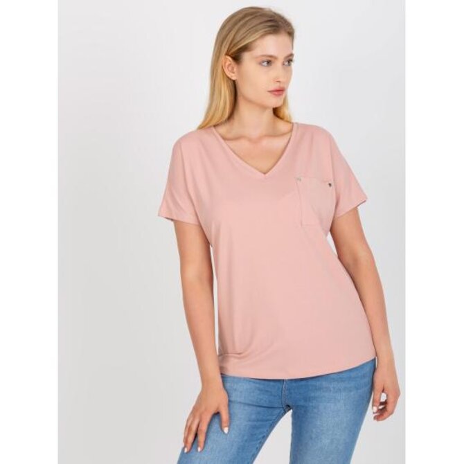 Dámské tričko se srdíčkovým výstřihem plus size PENNY růžové Růžová, Univerzální