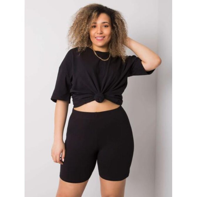 Dámské šortky bavlněné plus size ALESSIA černé Černá, XL