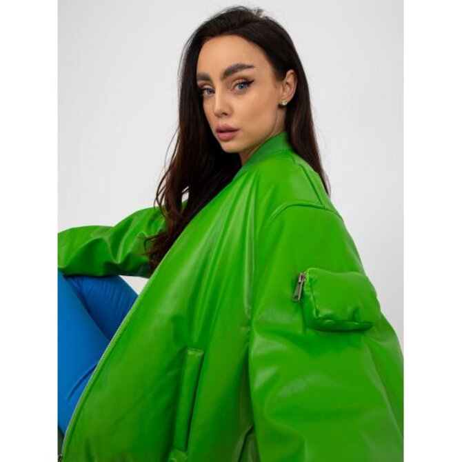 Dámská bunda bomber z ekokůže DAHLIA světle zelená Zelená, M/L