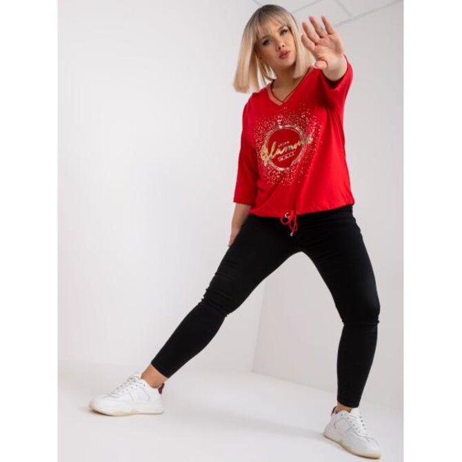 Dámská halenka plus size s výstřihem MAILEEN červená Červená, Univerzální