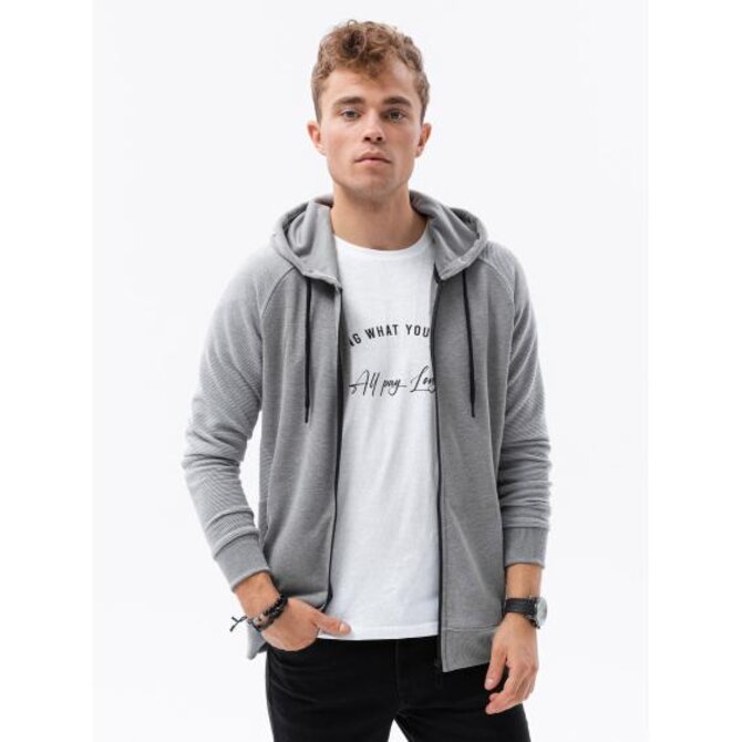 Pánská mikina na zip KEITH šedý Šedá, S