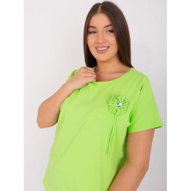 Dámská halenka s žebrovaným lemem plus size HENA světle zelená Žlutá, Univerzální