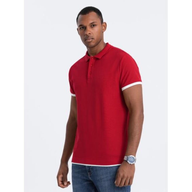 Pánské bavlněné polo tričko V2 OM-POSS-0113 červené Červená, S