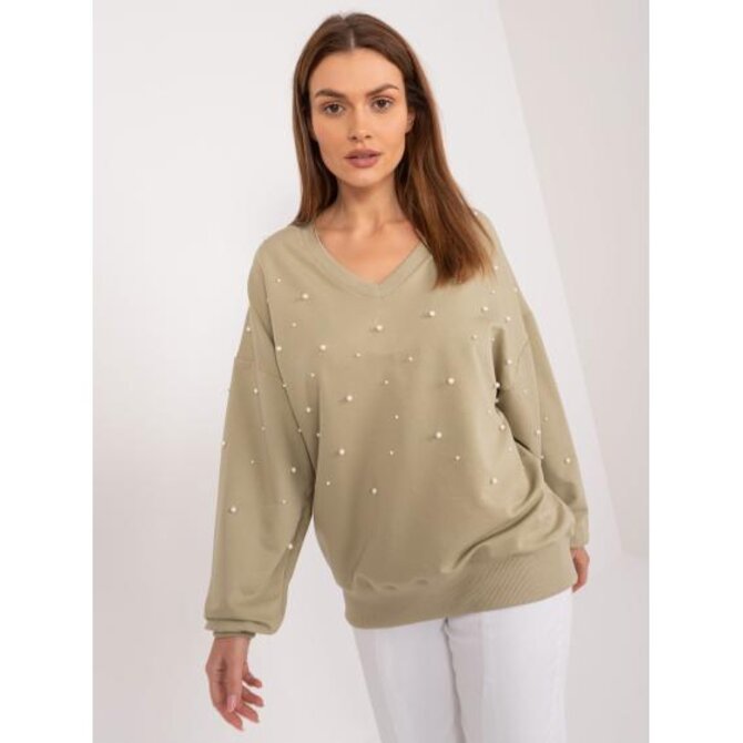 Dámská halenka s perlami oversize khaki Khaki, Univerzální