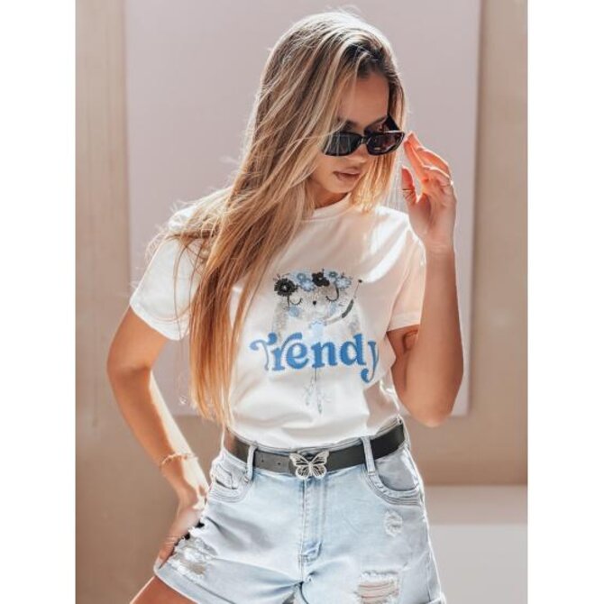 Dámské tričko oversize s potiskem TRENDY BUNNY bílé Bílá, Univerzální