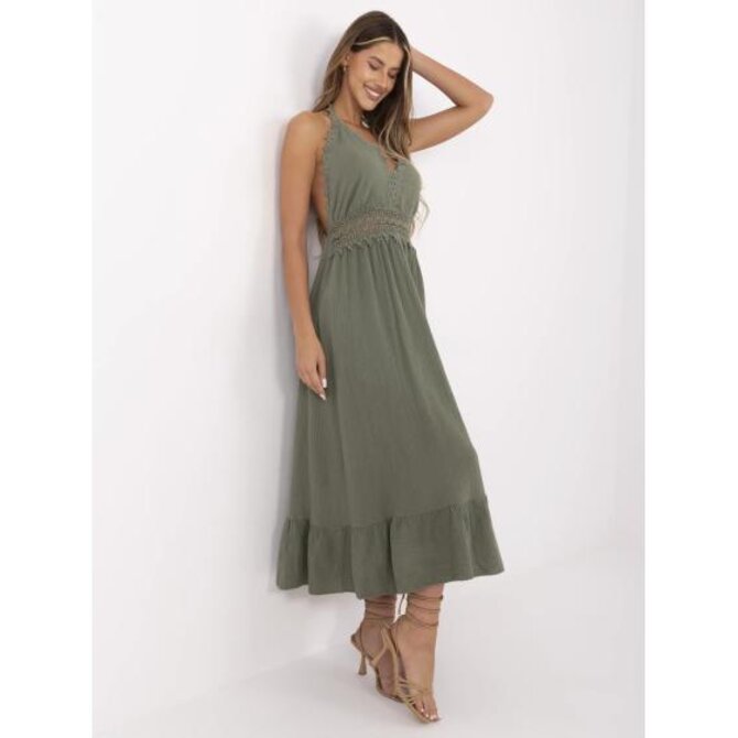 Khaki dlouhé boho šaty z mušelínu Khaki, Univerzální