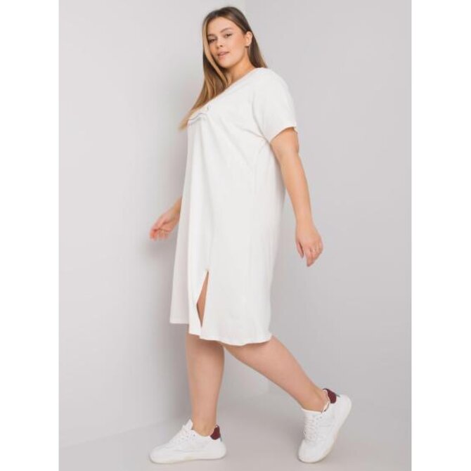 Dámské šaty s rozparkem plus size LUCY ecru Ecru, Univerzální