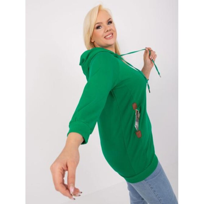 Dámská mikina s kapucí plus size zelená Zelená, Univerzální