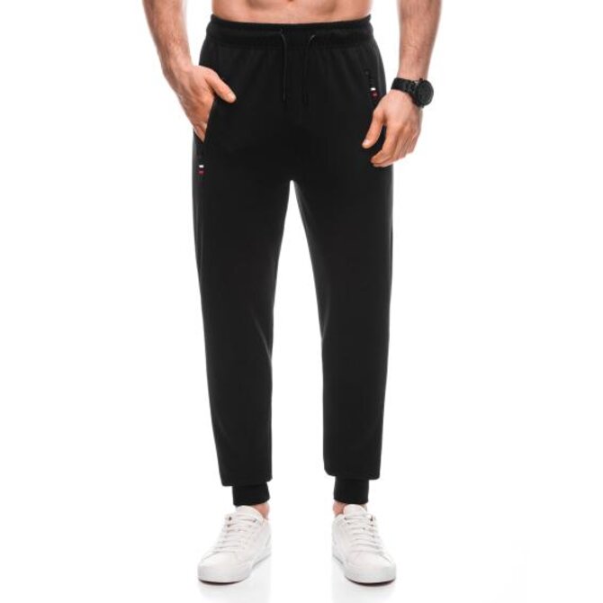 Pánské tepláky P1437 černé Černá, 3XL