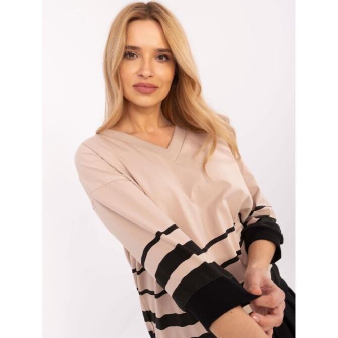 Béžová dámská halenka s kulatým výstřihem Béžová, Univerzální