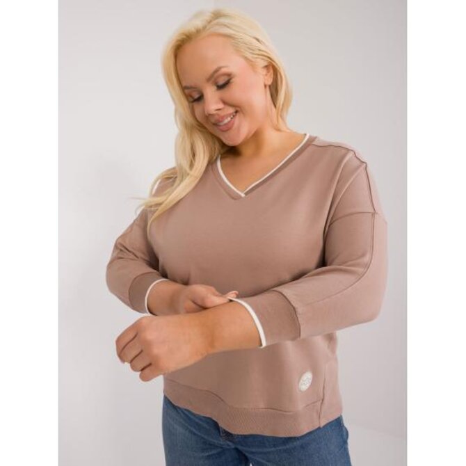 Dámská halenka asymetrická plus size tmavě béžová Vícebarevný, Univerzální
