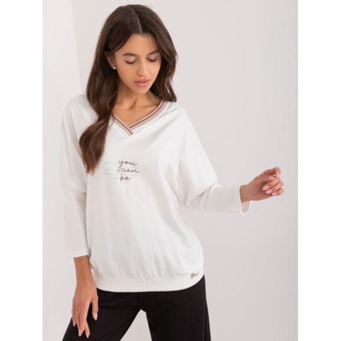 Dámská halenka s aplikací oversize ecru Ecru, Univerzální