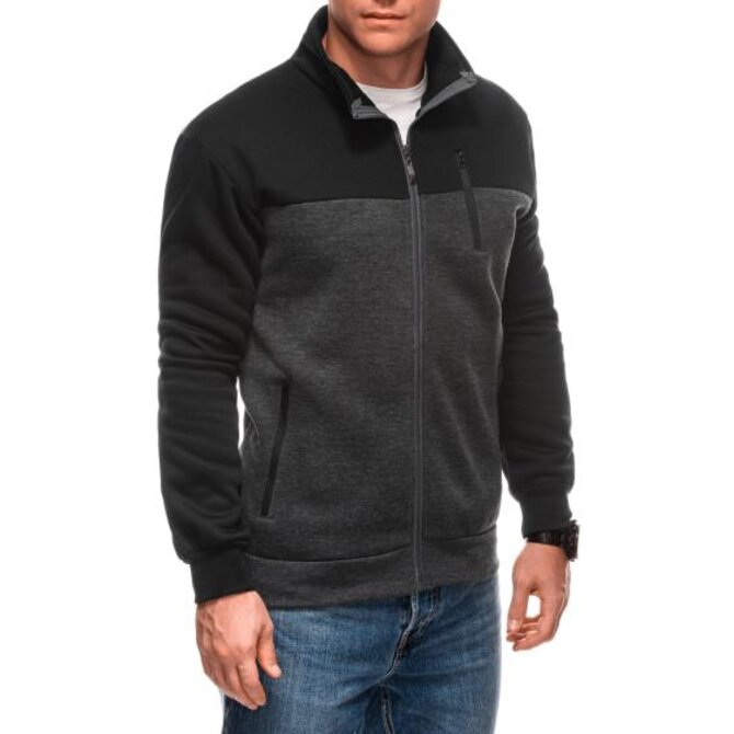 Pánská mikina s kapucí B1701 - černá Tmavě šedá, 3XL