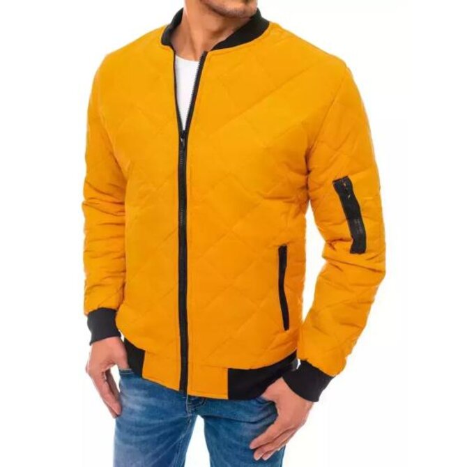 Pánská prošívaná bunda bomber žlutá Žlutá, L