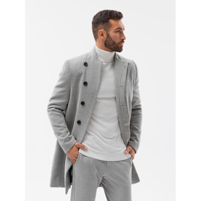 Pánský kabát ASHTON grey melange Šedá, L