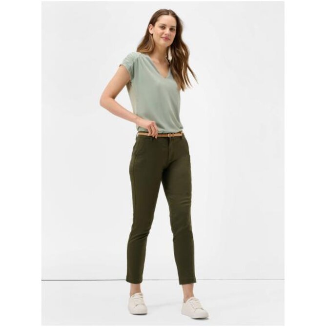 Khaki zkrácené chino kalhoty s páskem Khaki, 32