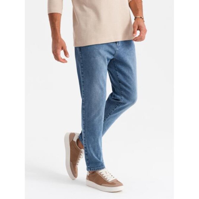 Pánské džínové kalhoty CARROT FIT s jemným odřením - modré Modrá, XL