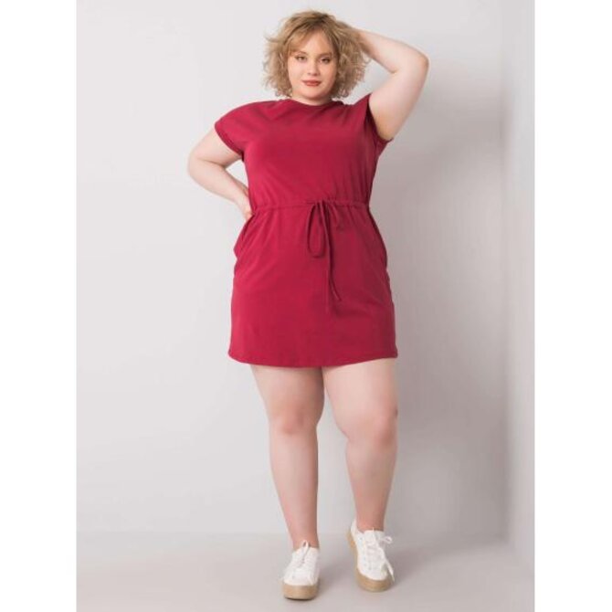 Dámské šaty plus size KORI bordó Kaštanová, XL